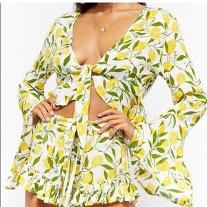 Floral Lemon Print Short Set